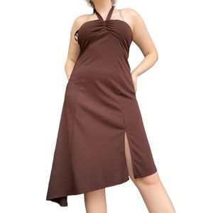 asymmetrical brown fairy dress